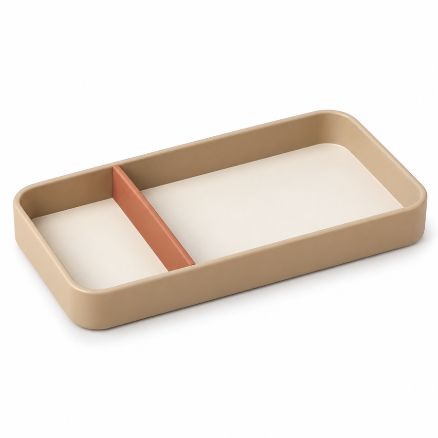 Offset Two-Well Desk Tray